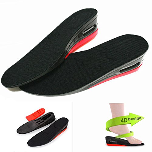 KalevelÂ® Height Increase Insoles 5cm 2 Inches Adjustable Breathable Insoles Height Increasing Insoles Elevator Inserts Increased Insoles Shoe Lifts Invisible Elevator Insoles for Men (Black Red)