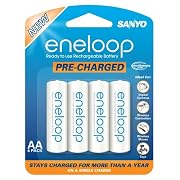 SANYO eneloop 4 Pack AA NiMH Pre-Charged Rechargeable Batteries