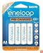 SANYO eneloop 4 Pack AA NiMH Pre-Charged Rechargeable Batteries