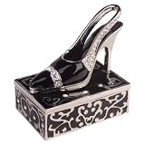 High Heel in Black Jewelry Trinket Box in Czech Preciosa Crystals