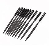 uxcell　やすり　ヤスリ　ファイル　プラスチックハンドル　スチール　5mm x 180mm　10個入り