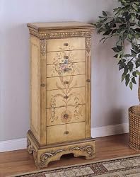 Powell 582-314 Masterpiece Antique Parchment Hand Painted Jewelry Armoire