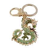 Dragon Purse Charm Keychain Green Crystals