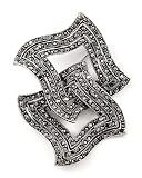 Burnished Silvertone Hematite Rhinestone Brooch Pin Fashion Jewelry