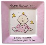 New Baby Plate Square Pink