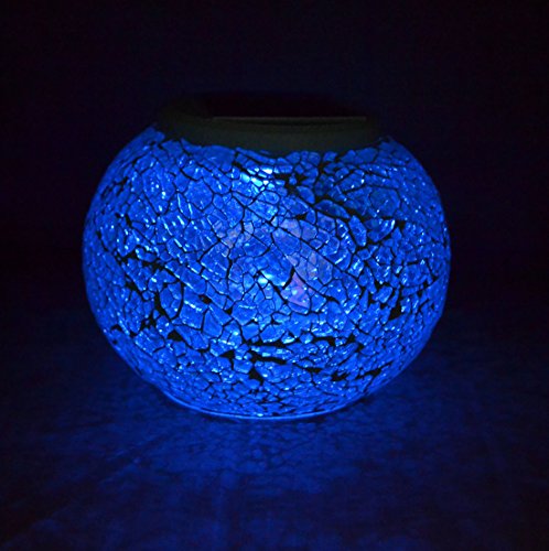 Samyo Mosaic Color Changing Garden Solar Powered Rechargeable LED Flameless Light Lamp for Indoor or Outdoor Decorations Party Patio Lawn Garden Waterproof