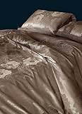 4-pc Elegant Brown Floral Tencel Duvet Cover Bedding Set Full / Queen Size