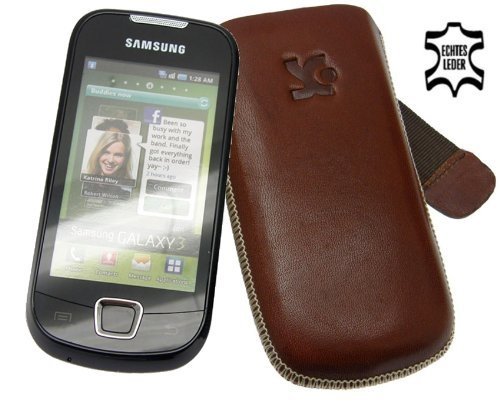 Suncase Ledertasche (Lasche mit R&uuml;ckzugfunktion) f&uuml;r Samsung i5800 Galaxy 3 braun Preisvergleich