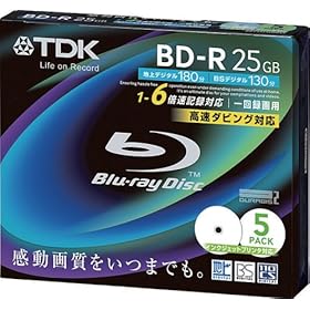 【クリックで詳細表示】TDK 録画用 ブルーレイディスク 1-6倍速対応 25GB ホワイトワイドプリンタブル/5mmスリムケース 5枚パック BRV25PWC5S