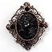 Antique Gold Crystal Black Cameo Brooch