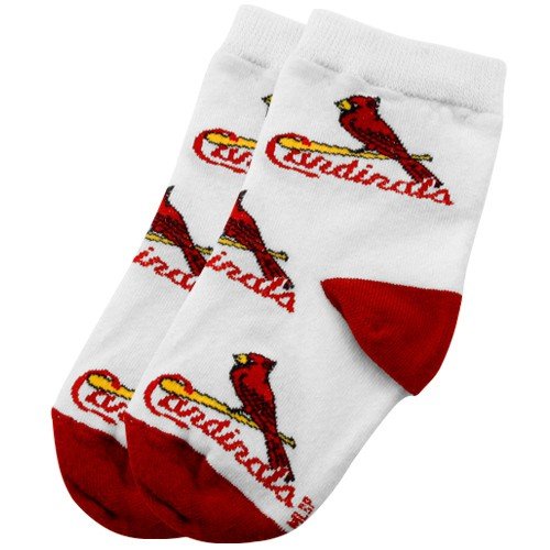 St Louis Cardinals Infant White (0-13) All Over Team Logo Bootie Socks