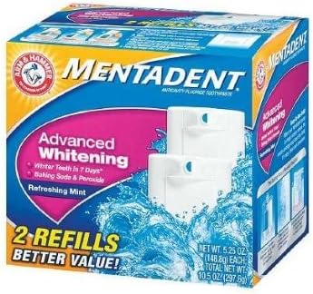 Mentadent Toothpaste Twin Refills, Advanced Whitening Refreshing Mint 10.5 oz(Pack of 12)