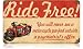 Retro Motorcycle Tin Metal Sign : Ride Free