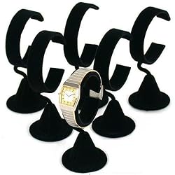 6 Black Velvet Wrist Watch Bracelet Jewelry Showcase Displays