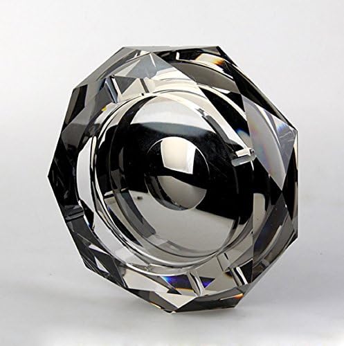 XJF Tabletop Ashtray Smoke Collectible Tribal Decoration (Crystal Round Black)