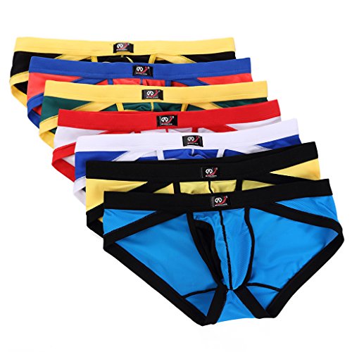 SILKWORLD Men's Mesh Thong Low waist briefs Pack of 7 US Large