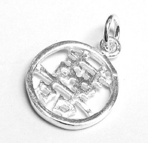 1 pc Sterling Silver Chinese Word ”Double Happiness” Dangle Charm Bead 11mm