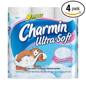 Charmin Ultra Soft 9 Large Rolls, 143 2-Ply Sheets per Roll (Pack of 4)