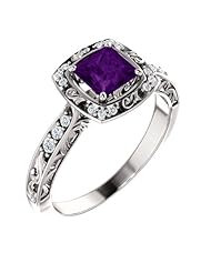 Platinum 5.00x5.00mm Princess Cut Chatham Created Alexandrite and Diamond Ring -- LIFETIME WARRANTY