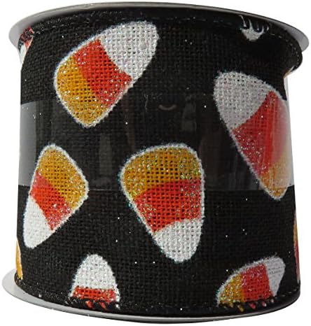 Maker's Halloween Wired Ribbon Candy Corn Black Multi 2 1/2 inches X 12 feet