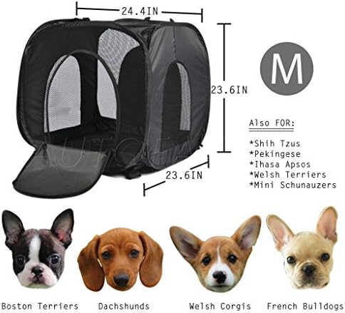 BDK Portable Port-A-Crate Indoor/Outdoor Pet Home, Premium Quality made of 210D Polyester/PVC M(24.4" x 23.6" x 23.6")