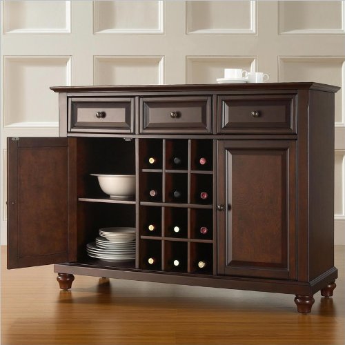 Crosley Furniture Cambridge Buffet Server/Sideboard Cabinet with Wine Storage, Vintage Mahogany