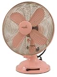 Minka-Aire Fans F300PNK Retro Style Fan - Pink Small Desk Fan 11 Blade Span