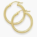 1 Inch Traditional Yellow Gold Hoop Earrings