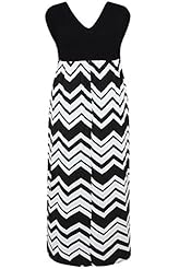 Plus Size V-neck Chevron Print Ruched Maxi Dress 