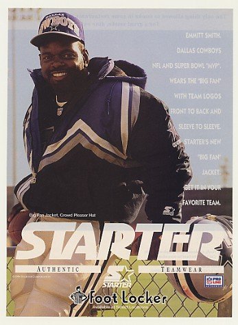 1994 Dallas Cowboys Emmitt Smith Starter Teamwear Photo Print Ad (44891)