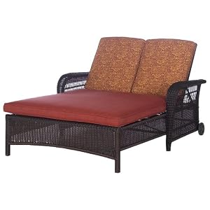 Outdoor Patio Madaga Wicker Double Chaise Lounge by