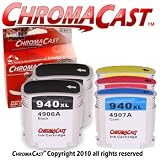 ChromaCast 940XL /5-Pack/ 2pcs. BLACK CYAN MAGENTA YELLOW (Compatible for Genuine HP 940XL & 940) for use in HP Officejet pro 8000, All in One 8500 & Premier