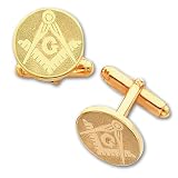Gold-plated Round Masonic Cuff Links