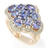 14K White / Yellow Gold Tanzanite & Diamond Cluster Ring