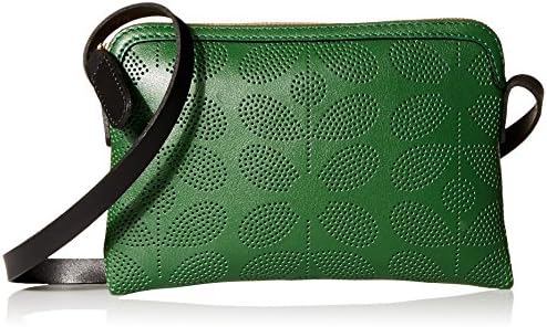 Orla Kiely Sixties Stem Punched Leather Poppy Shoulder Bag, Spruce, One Size