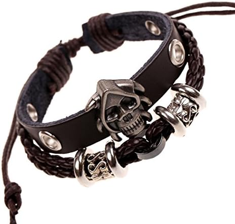 Oren Bravo Unisex Vintage Punk Style Brown Leather Bracelet