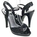 CONDE Peep Toe Dress Sandals Heels Black