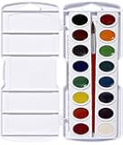 Prang Oval Pan Watercolor Set, 16 Classic Colors with No. 9 Brush (16000)