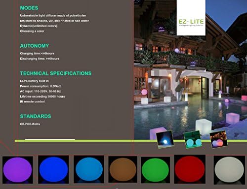 Smartandgreen Cordless and Rechargeable , Waterproof and Unbreakable,Rechargable and Remote-controlled , Home and Outdoor PE 110-220V colorful LED Table Lamp 0.7kg -Ball
