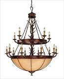 12 Light Chandelier - New Tortoise Shell Finish : Excavated Glass