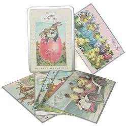 12 Easter vintage Cavallini Glitter Vintage Carte Postale Cards (6 different designs)