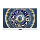 Business Card Holder of Blue Marble Zodiac Signs and Symbols