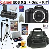 Canon Digital Rebel XSi 12MP Digital SLR Camera (Black) + BG-E5 Battery Grip + 4GB Deluxe Accessory Kit