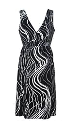 Spago Collection Black and White V Neck Maternity Evening Dress
