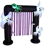 BZB Goods 8 Foot Illuminated Halloween Inflatable Ghosts and Spider Archway Decoration with Purple S