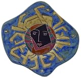 13 MARA Collectible Stoneware ODD SHAPED DINNER PLATE Celestial SUN Blue Design