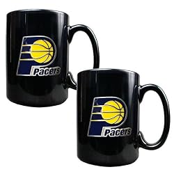 Indiana Pacers NBA 2pc Black Ceramic Mug Set - Primary Logo by Great American Products