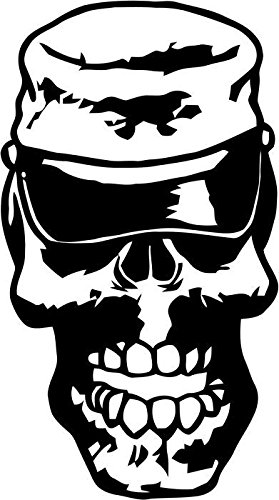Soldier Skull Vinyl Decal Sticker Bumper Car Truck Window- 8" Tall Chrome Silver Color