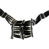 Black Bead Bone Choker Mini Breast Plate with Buffalo Bone Hairpipes by Roger Enterprises