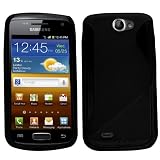 WalkNTalkOnline - Duo Pack - Samsung i8150 Galaxy W Black 'S' Wave Hydro Gel Protective Case & Screen Protector/Film/Foil (3 Layer Technology) with Microfibre Cloth